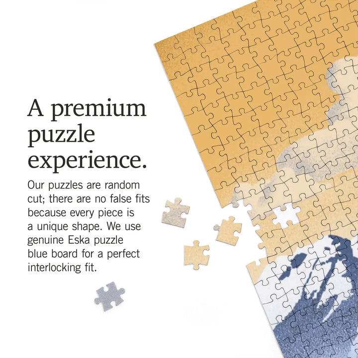 Colorado, Cross Country Skier, Lithograph, Jigsaw Puzzle