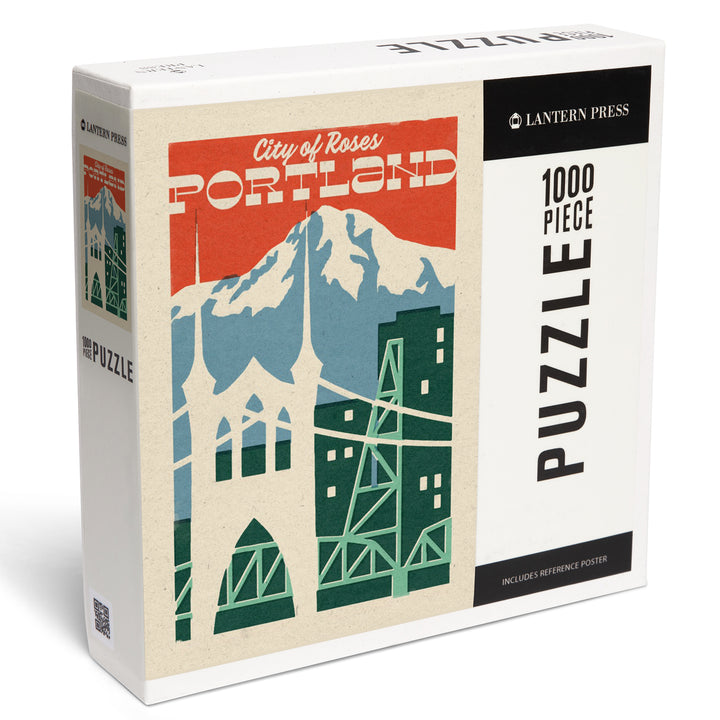 Portland, Oregon, Woodblock City Series, Skyline, 1000 Piece Jigsaw Puzzle