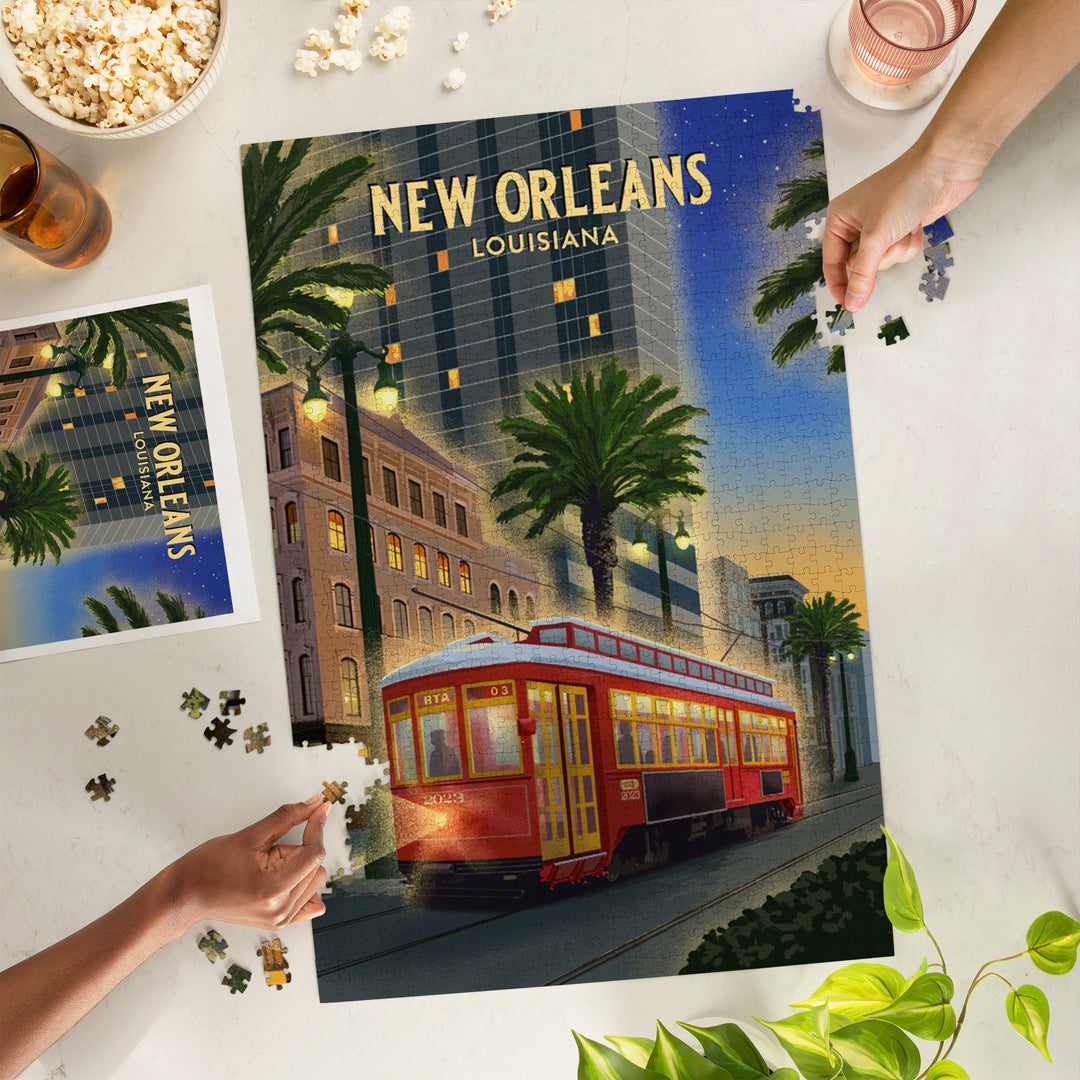 New Orleans, Louisiana, Lithograph, Canal Street, Red Ladies, 1000 Piece Jigsaw Puzzle