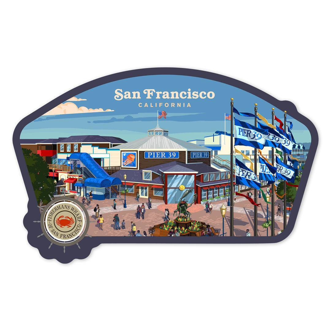 San Francisco, California, Painterly, Fisherman's Wharf, Vinyl Sticker