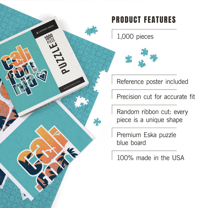 California, State Love Graphic, 1000 Piece Jigsaw Puzzle