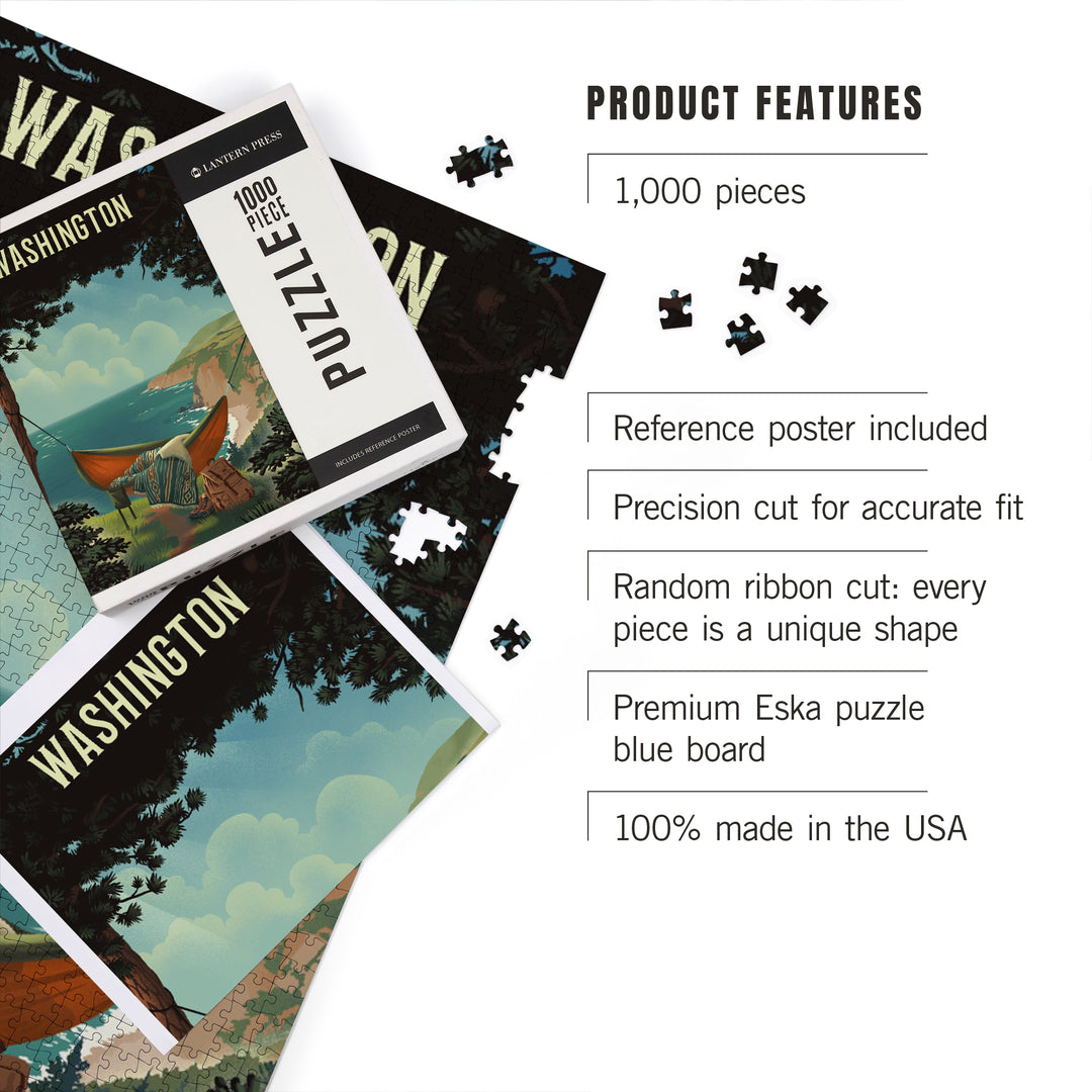 Washington, Today's Office, Coastal Series, Hammock on Beach, 1000 Piece Jigsaw Puzzle