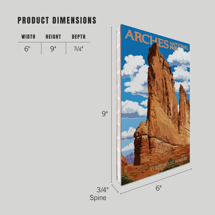 Lined 6x9 Journal, Arches National Park, Utah, Courthouse Towers, Lay Flat, 193 Pages, FSC paper