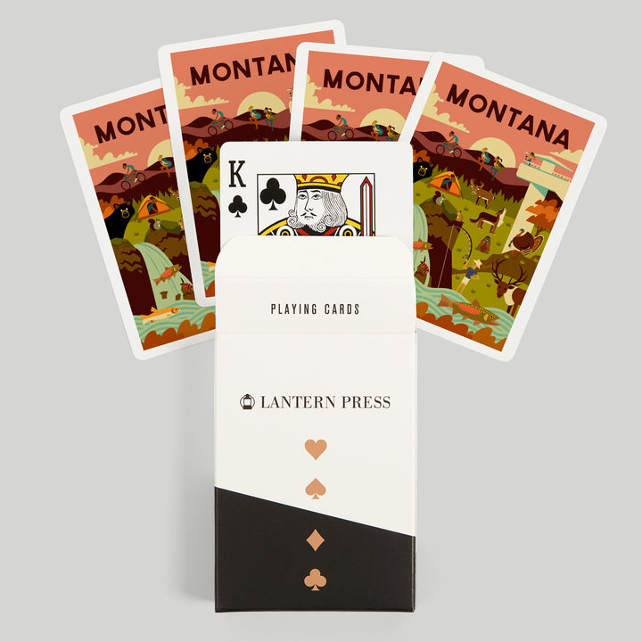 Playing Cards, Montana, Geometric National Park Series, 52 Card Deck with Jokers in Box, Unique Art