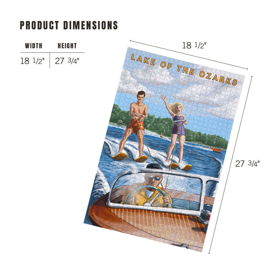 Lake of the Ozarks, Missouri, Water Skiing and Wooden Boat, 1000 Piece Jigsaw Puzzle