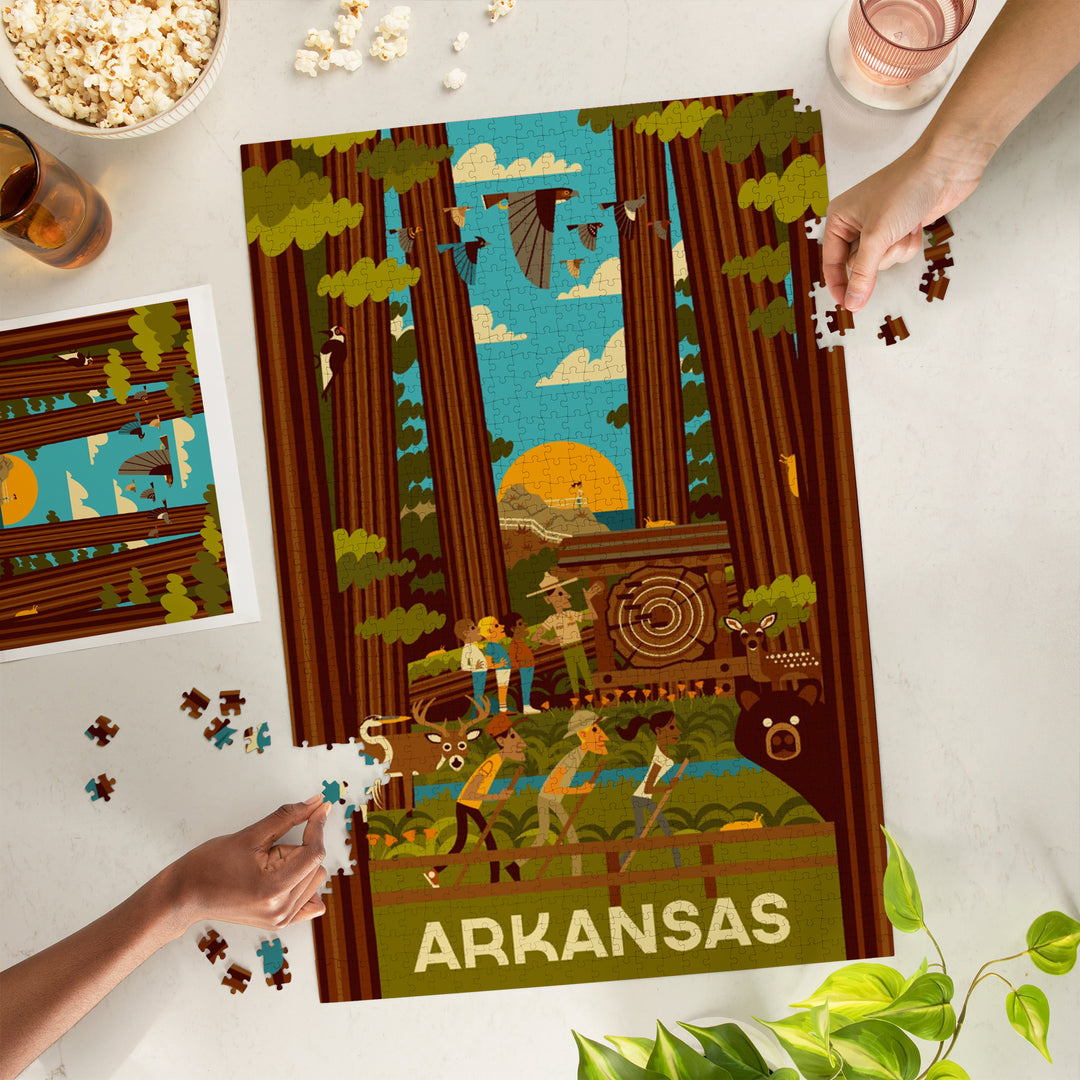 Arkansas, Geometric, Forest, 1000 Piece Jigsaw Puzzle