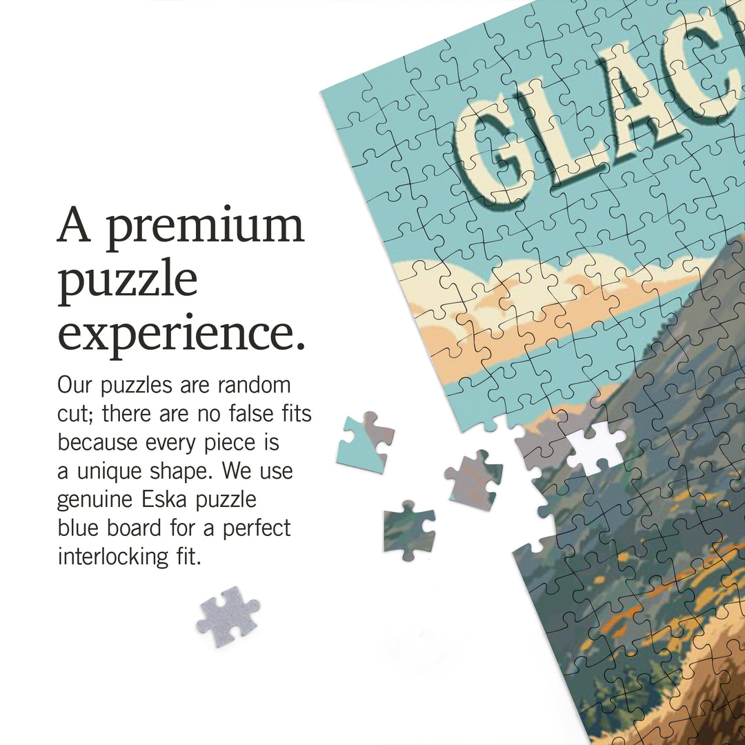 Glacier Park, Montana, Painterly, Bear, Jigsaw Puzzle