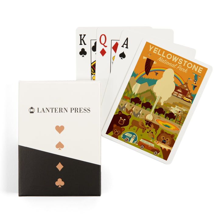 Playing Cards, Yellowstone National Park, Wyoming, Geometric National Park Series, 52 Card Deck with Jokers in Box, Unique Art