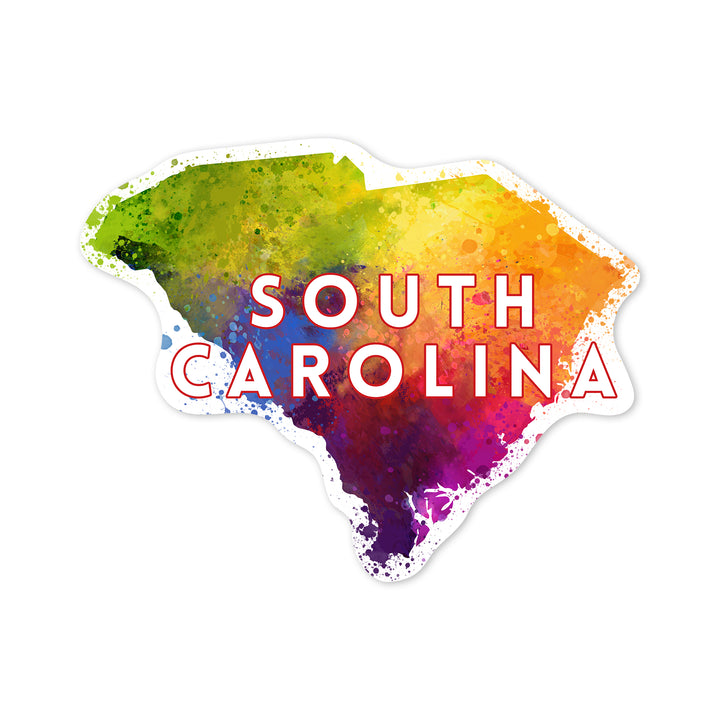 South Carolina, State Abstract Watercolor, Contour, Lantern Press Artwork, Vinyl Sticker