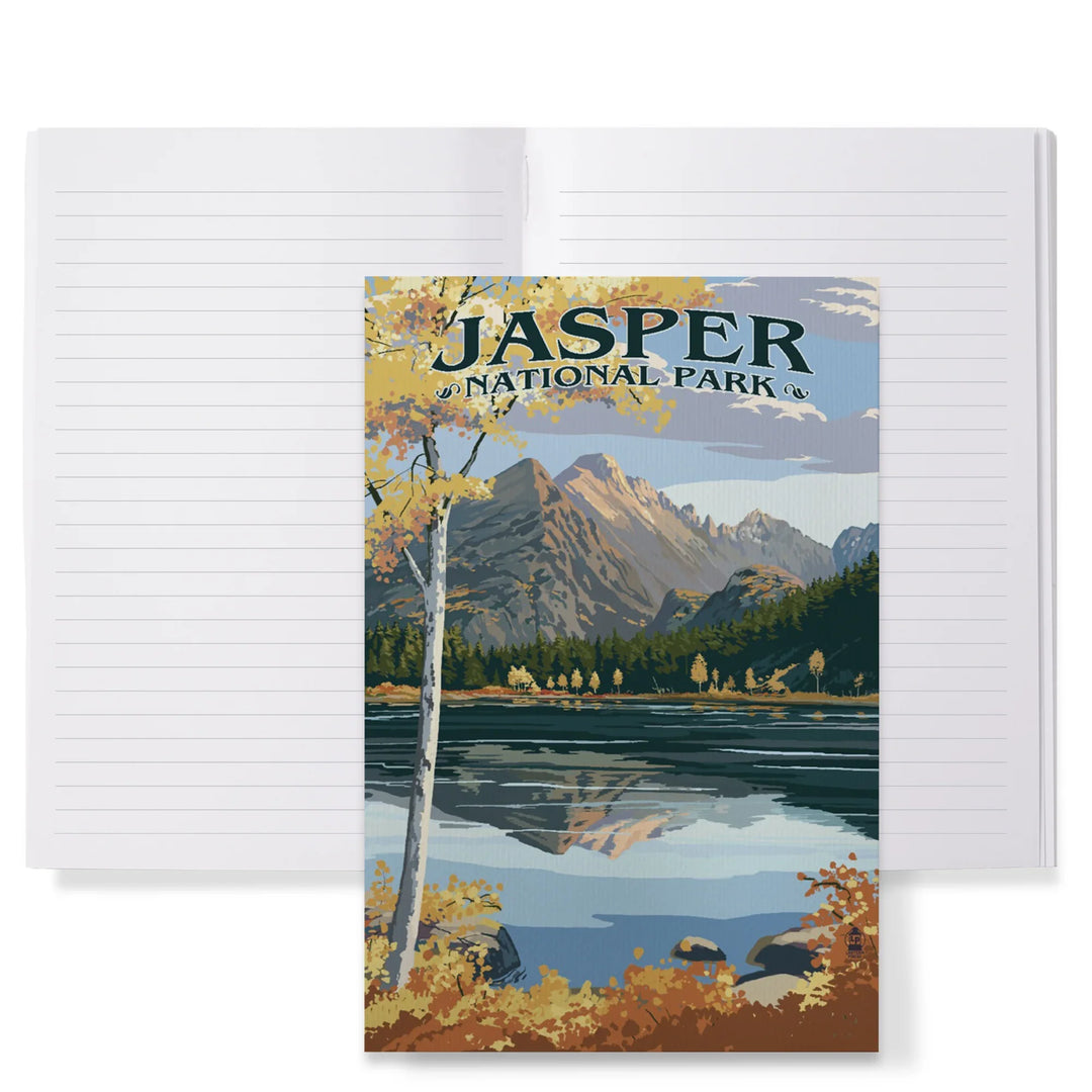 Lined 6x9 Journal, Jasper National Park, Canada, Longs Peak and Bear Lake Fall, Lay Flat, 193 Pages, FSC paper