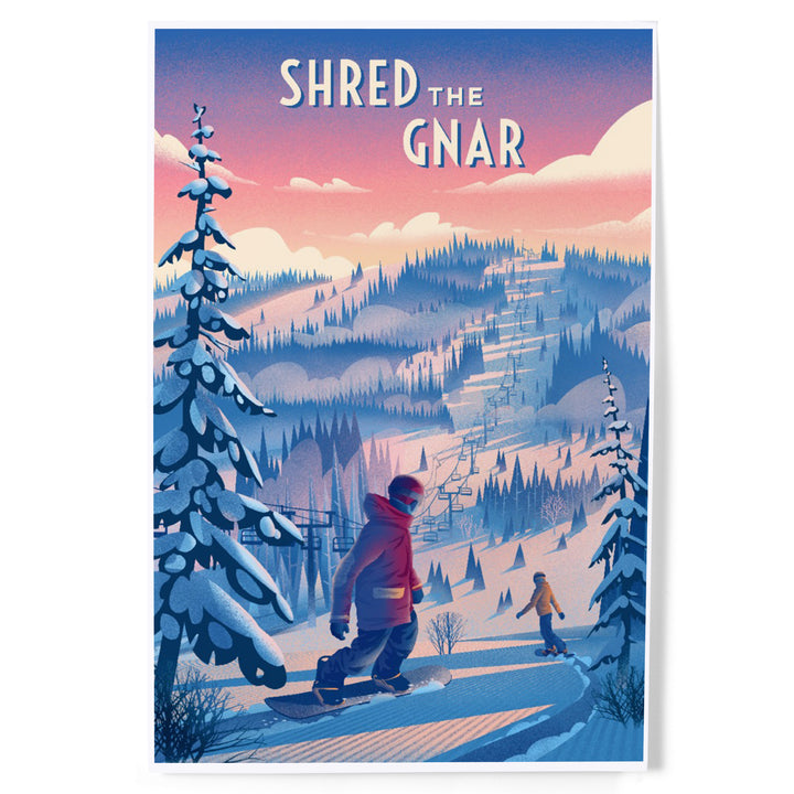 Shred the Gnar, Snowboarding, Art & Giclee Prints