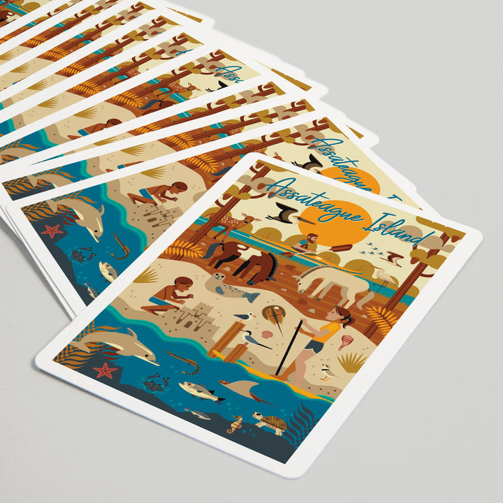 Playing Cards, Assateague Island, Geometric, 52 Card Deck with Jokers in Box, Unique Art