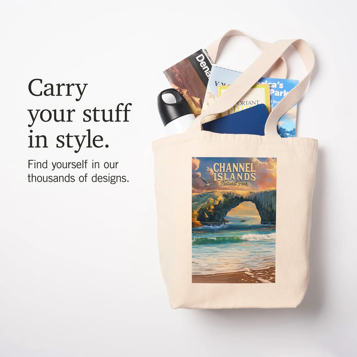 Channel Islands National Park, California, Oil Painting, Tote Bag