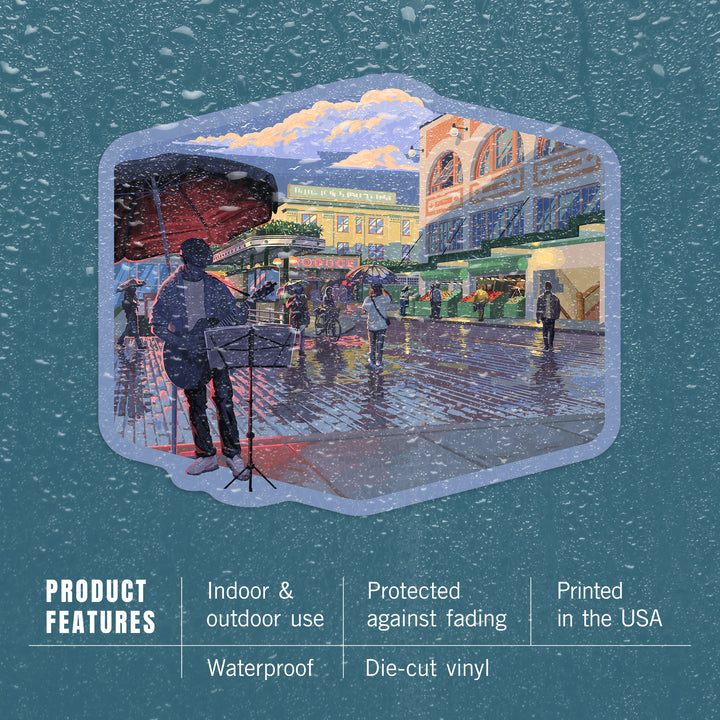 Seattle, Washington, Painterly, Public Market, Vinyl Sticker