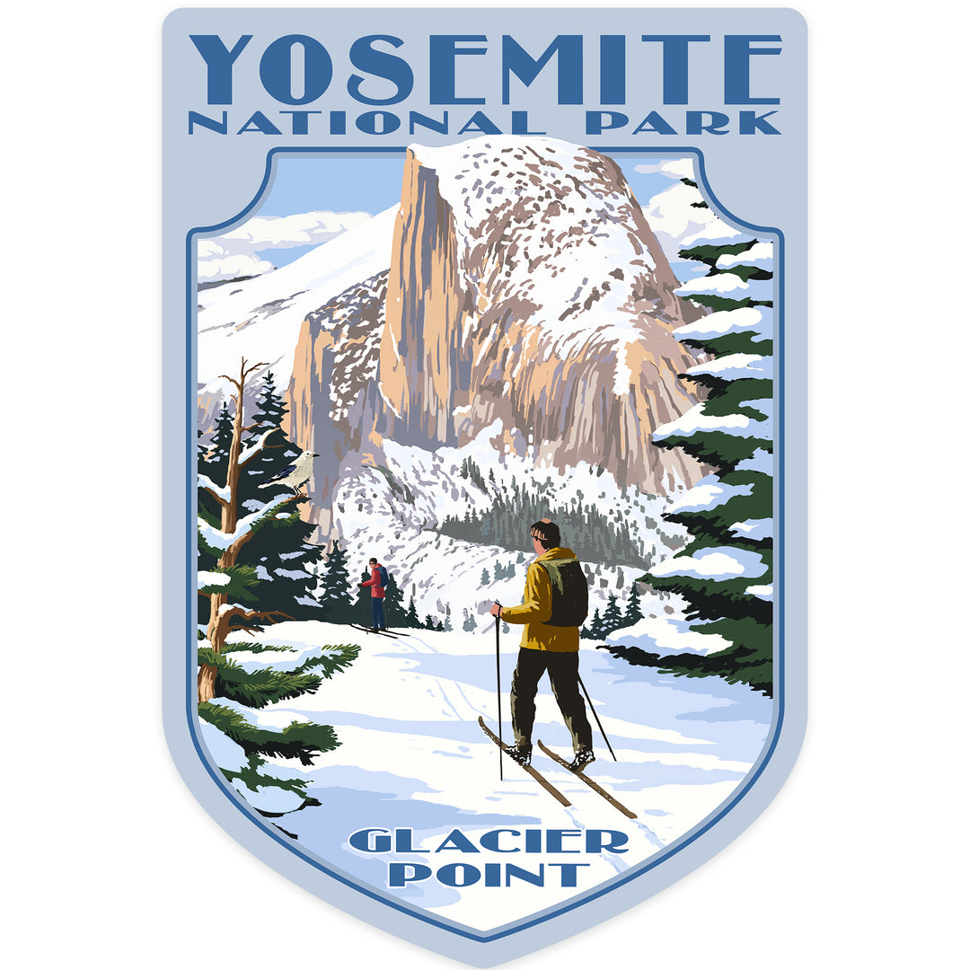 Yosemite National Park, California, Glacier Point and Half Dome, Ski Scene, Contour, Vinyl Sticker