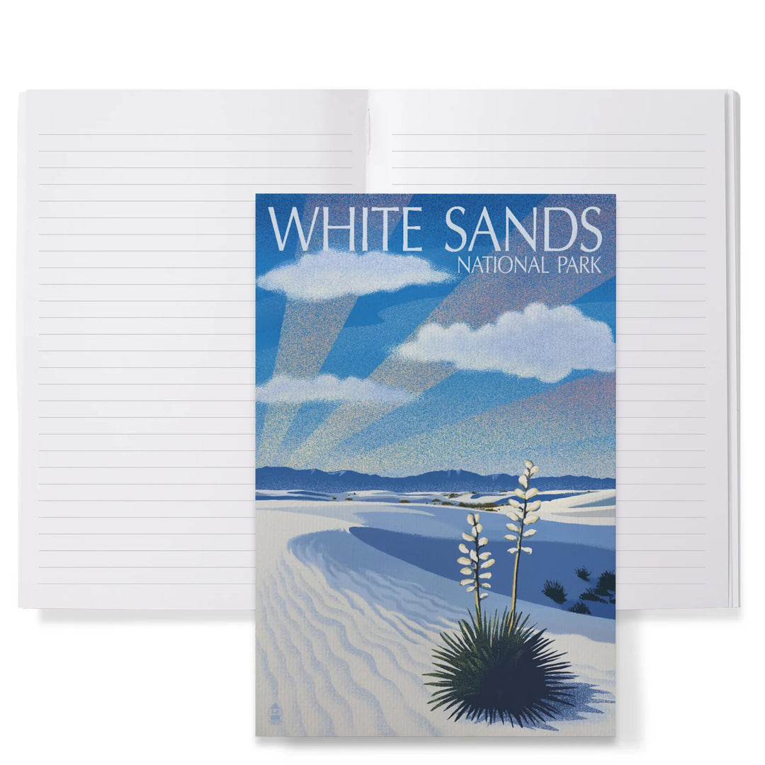 Lined 6x9 Journal, White Sands National Park, New Mexico, Day Scene, Lithograph, Lay Flat, 193 Pages, FSC paper