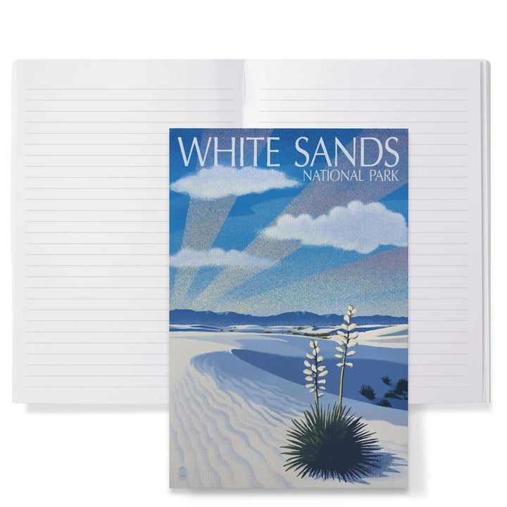 Lined 6x9 Journal, White Sands National Park, New Mexico, Day Scene, Lithograph, Lay Flat, 193 Pages, FSC paper
