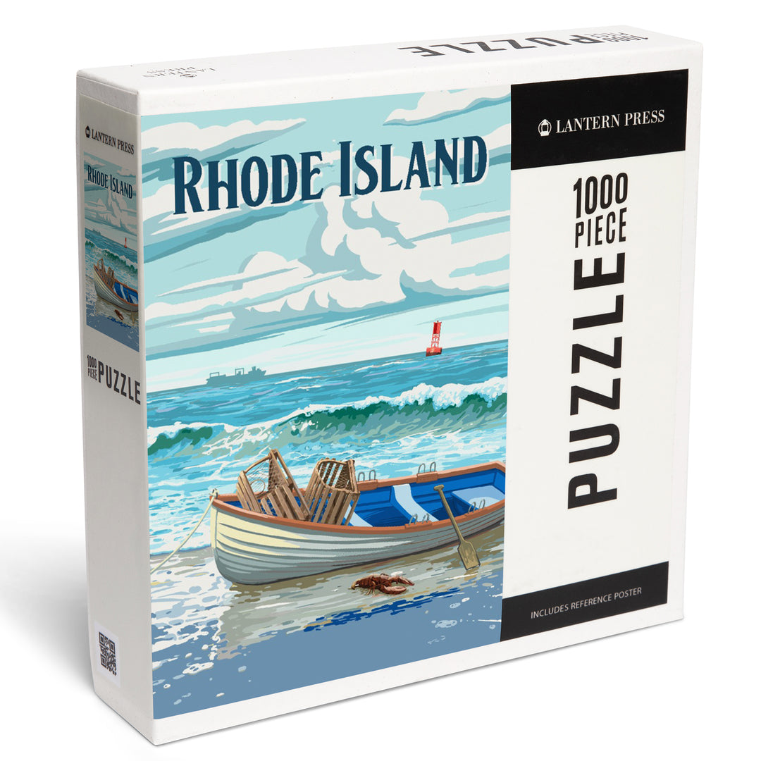 Rhode Island, Painterly, Dory and Lobster Traps, 1000 Piece Jigsaw Puzzle
