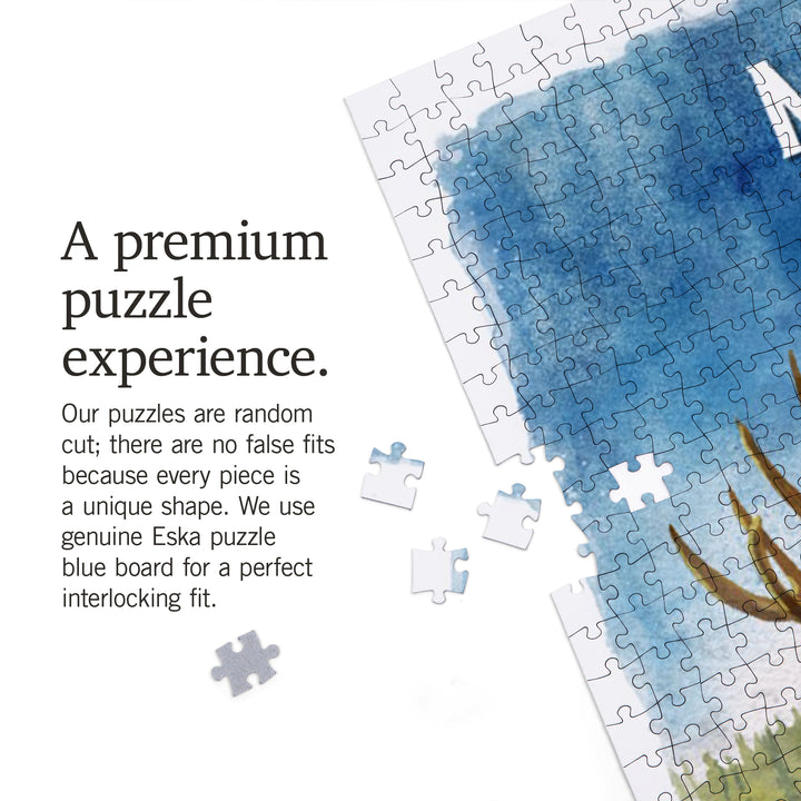 Maine, Watercolor Study, Moose, 1000 Piece Jigsaw Puzzle