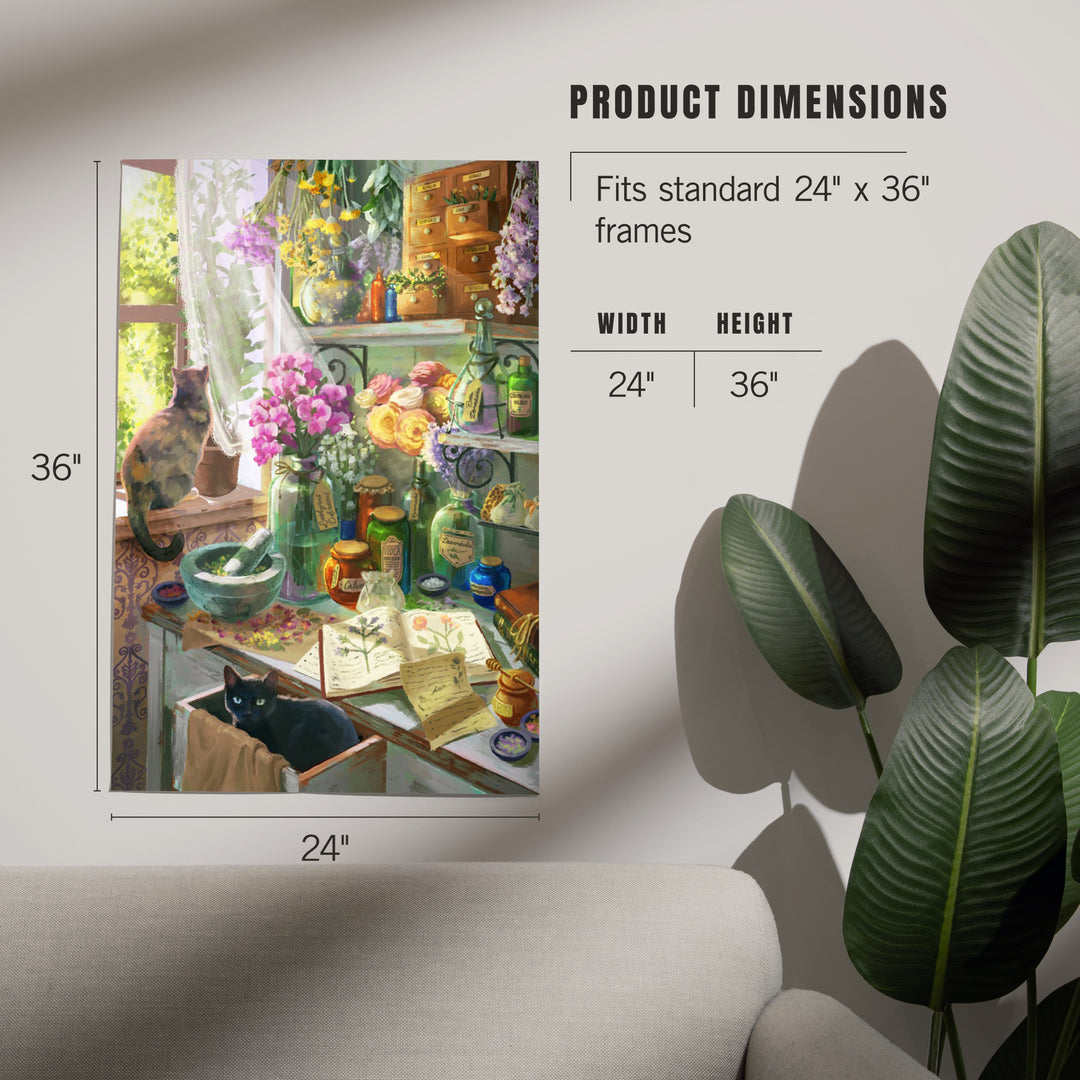 Garden Apothecary, With Cat, Oil Painting, Art & Giclee Prints