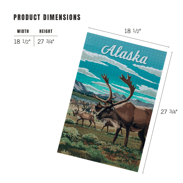 Alaska, Painterly, Caribou Herd, 1000 Piece Jigsaw Puzzle