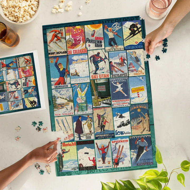 Vintage Ski Collage, Jigsaw Puzzle