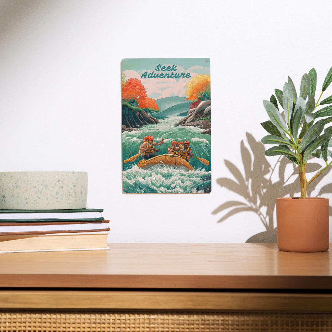 Seek Adventure, River Rafting wood signs and postcards