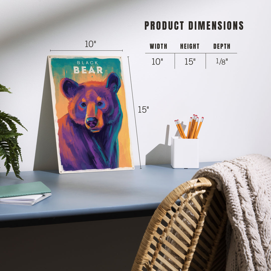 Black Bear, Vivid Series, Wood Sign and Postcards