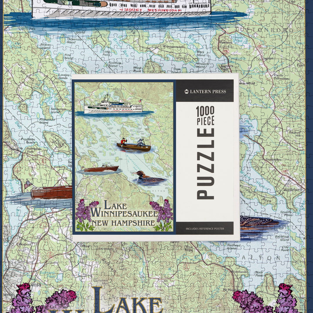 Lake Winnipesaukee, New Hampshire, Lake Chart, Jigsaw Puzzle