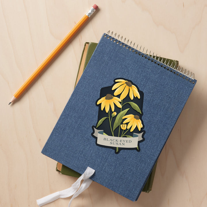 Vintage Flora Noir, Black-Eyed Susan, Vinyl Sticker