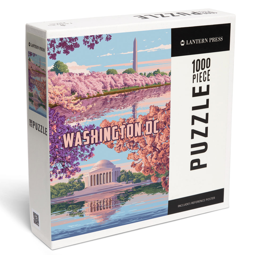 Washington, DC, Painterly, Cherry Blossoms, Reflection, 1000 Piece Jigsaw Puzzle