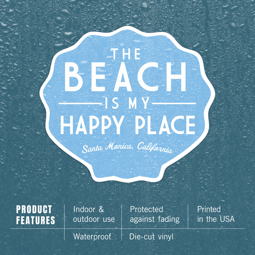 Santa Monica, California, The Beach is My Happy Place, Simply Said, Contour, Vinyl Sticker