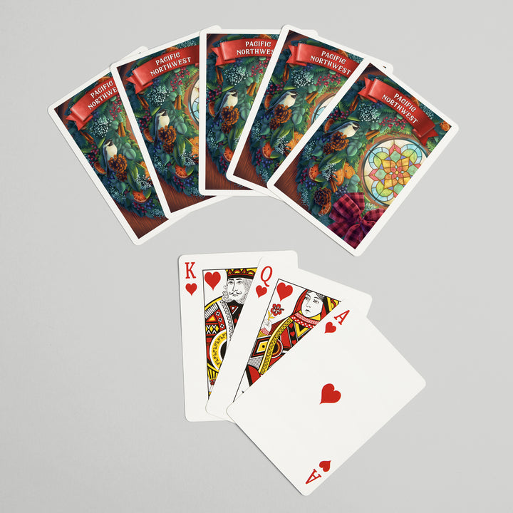 Playing Cards, Pacific Northwest, Front Door with Wreath, 52 Card Deck with Jokers in Box, Unique Art