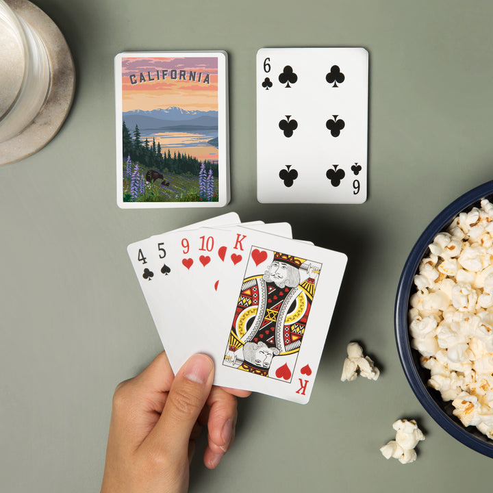 Playing Cards, California Bear and Spring Flowers, 52 Card Deck with Jokers in Box, Unique Art