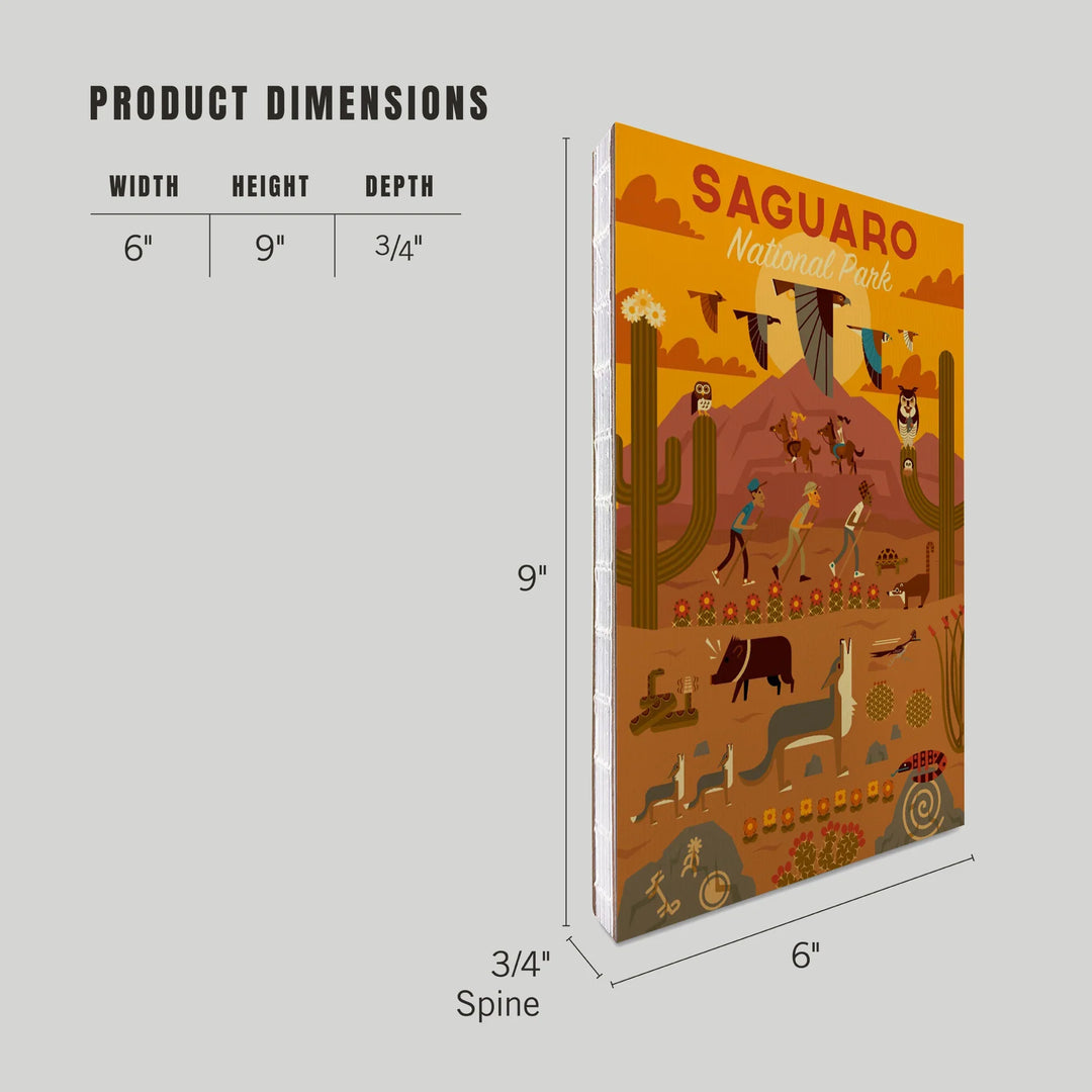 Lined 6x9 Journal, Saguaro National Park, Arizona, Geometric National Park Series, Lay Flat, 193 Pages, FSC paper