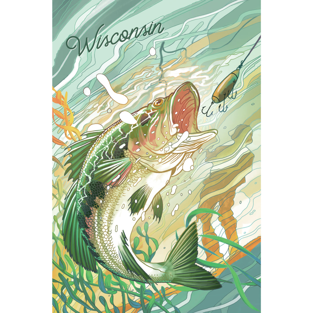 Wisconsin, Fish All Day, Bass canvas art