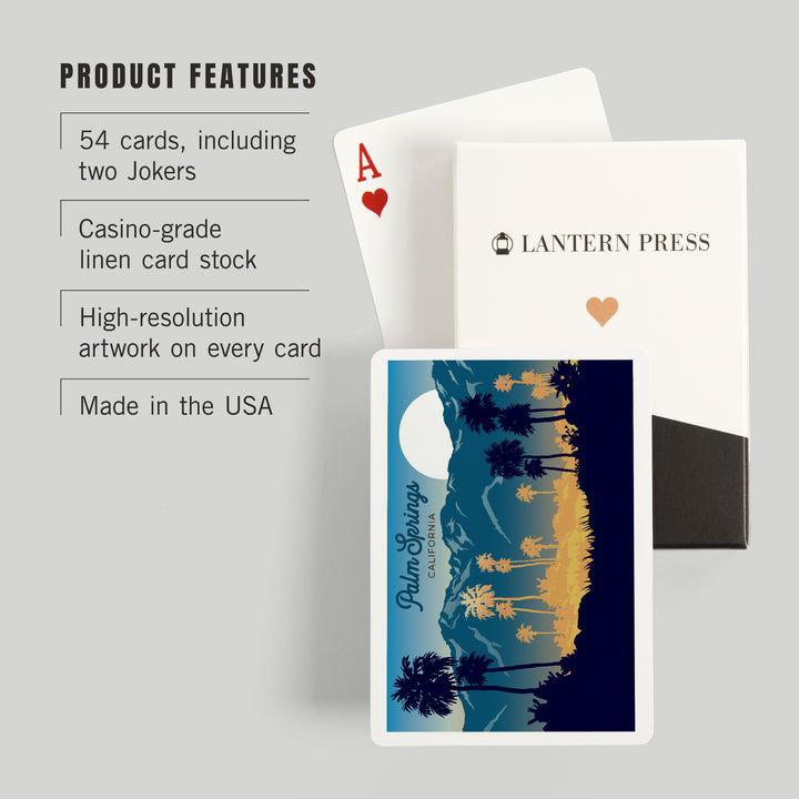 Playing Cards, Palm Springs, California, Go Explore, Hiker and Desert, Sunset, 52 Card Deck with Jokers in Box, Unique Art