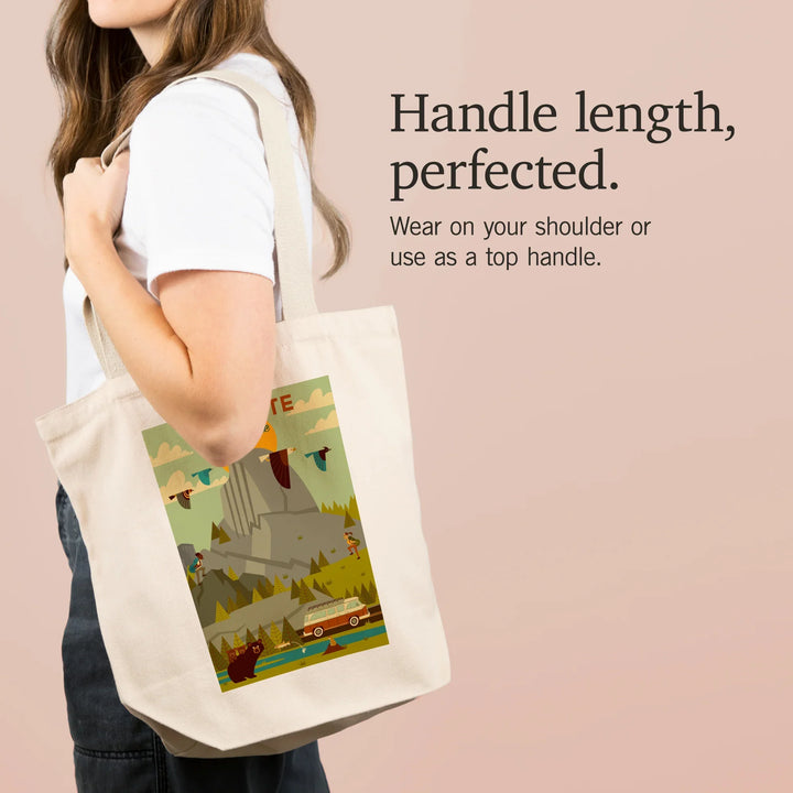 Yosemite National Park, California, Geometric National Park Series, Half Dome, Tote Bag