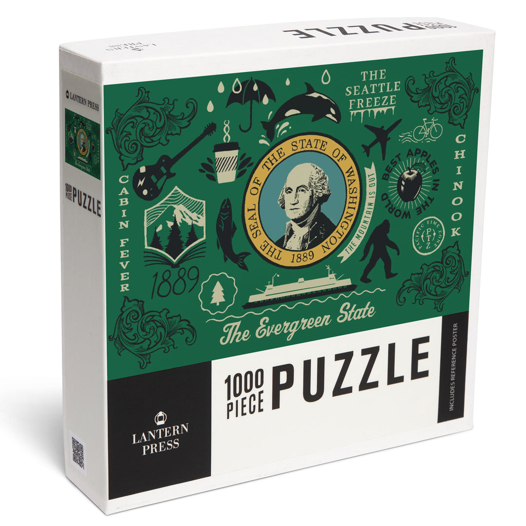 Washington, Illustrated State Flag, State Series, 1000 Piece Jigsaw Puzzle