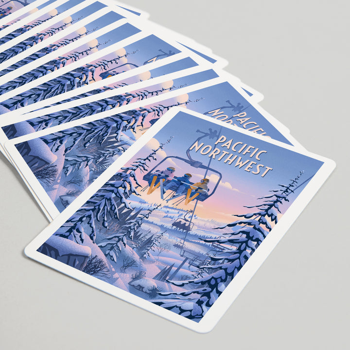 Playing Cards, Pacific Northwest, Chill on the Uphill, Ski Lift, 52 Card Deck with Jokers in Box, Unique Art