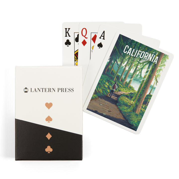 Playing Cards, California, Walk In The Woods, Day Hike, 52 Card Deck with Jokers in Box, Unique Art