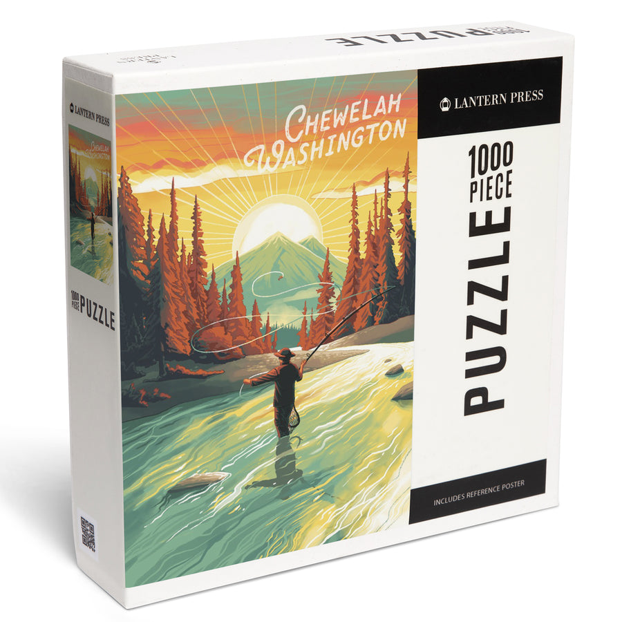 Chewelah, Washington, Get Outside Series, This is Living, Fishing with Mountain, Jigsaw Puzzle - Lantern Press