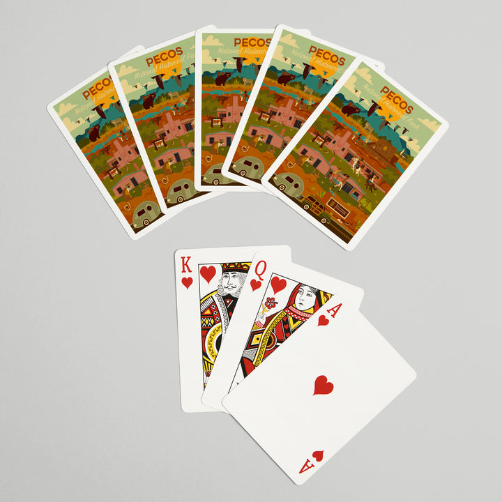 Playing Cards, Pecos National Historical Park, New Mexico, Geometric, 52 Card Deck with Jokers in Box, Unique Art