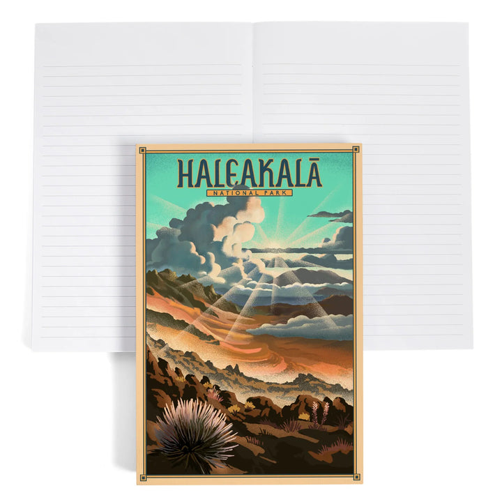 Lined 6x9 Journal, Haleakalā National Park, Lithograph National Park Series, Lay Flat, 193 Pages, FSC paper