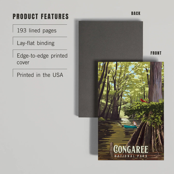 Lined 6x9 Journal, Congaree National Park, South Carolina, Painterly National Park Series, Lay Flat, 193 Pages, FSC paper