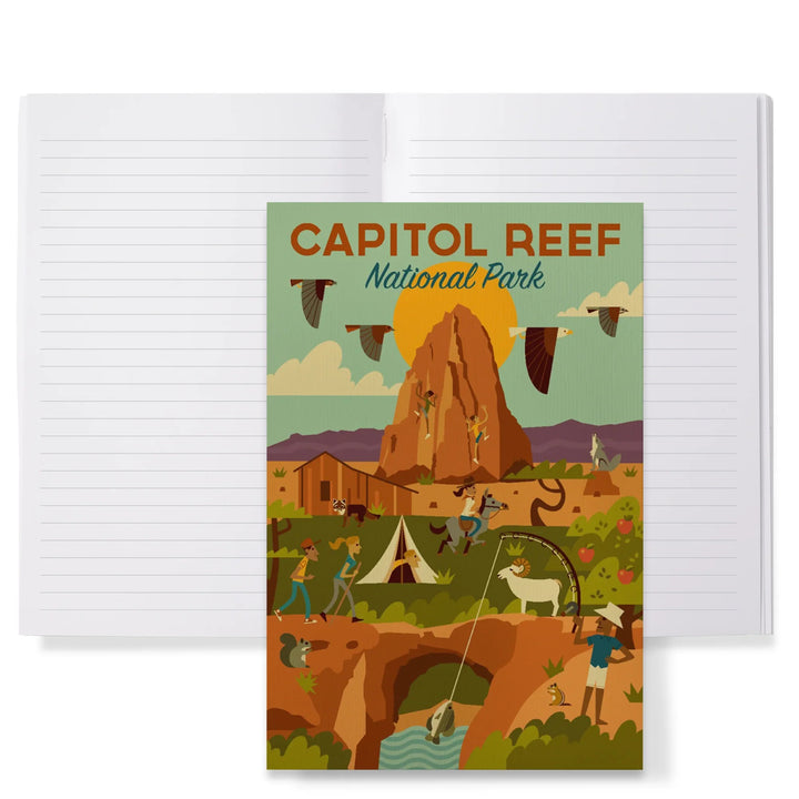 Lined 6x9 Journal, Capitol Reef National Park, Utah, Geometric National Park Series, Lay Flat, 193 Pages, FSC paper