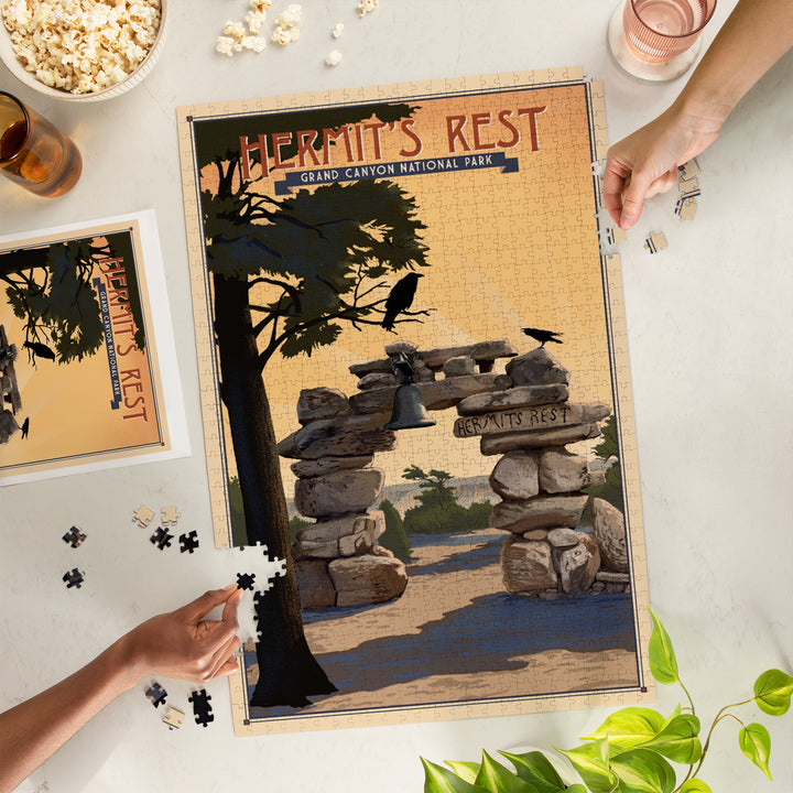 Grand Canyon National Park, Arizona, Hermits Rest, Lithograph National Park Series, Jigsaw Puzzle