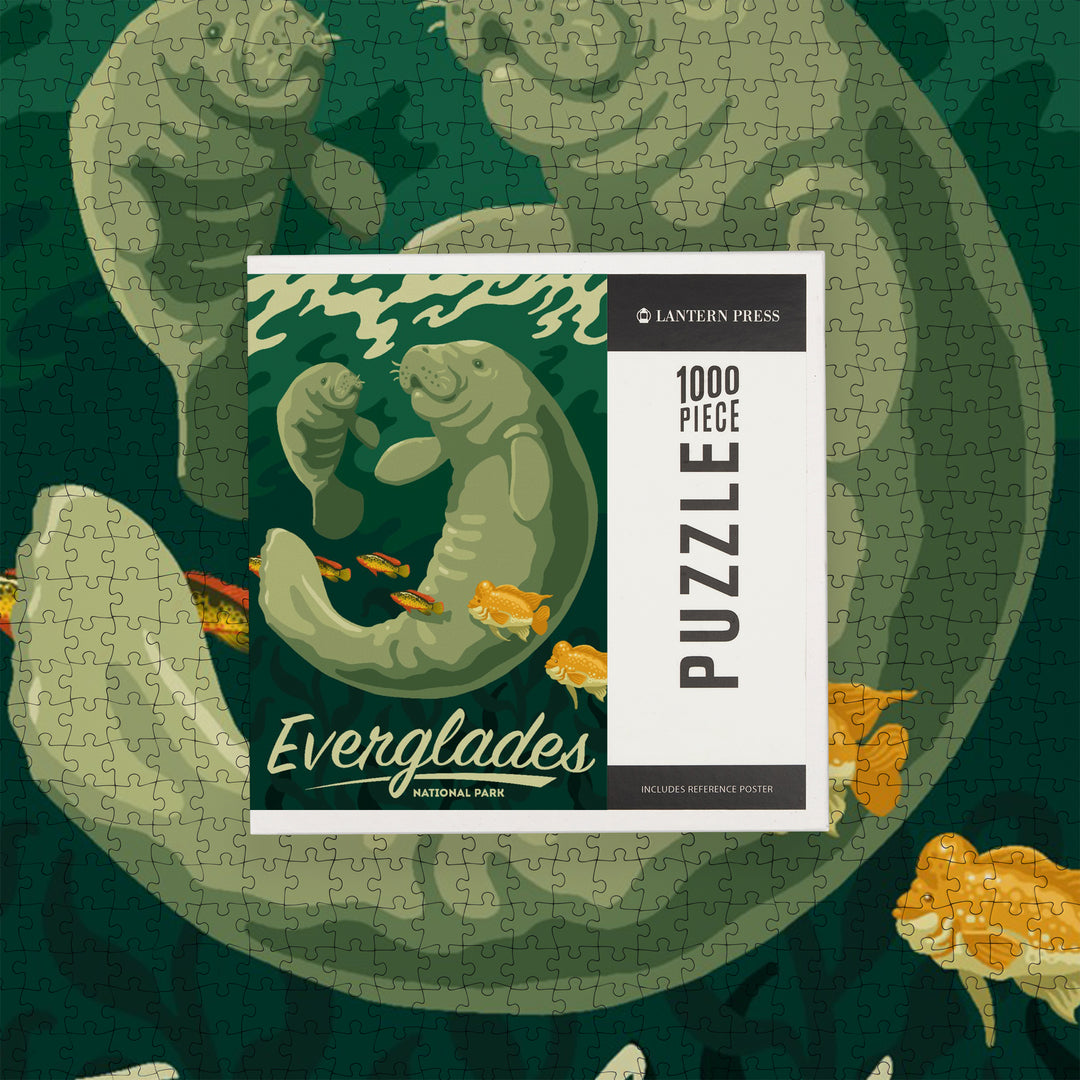 Everglades National Park, Manatee and Calf Swimming, Jigsaw Puzzle