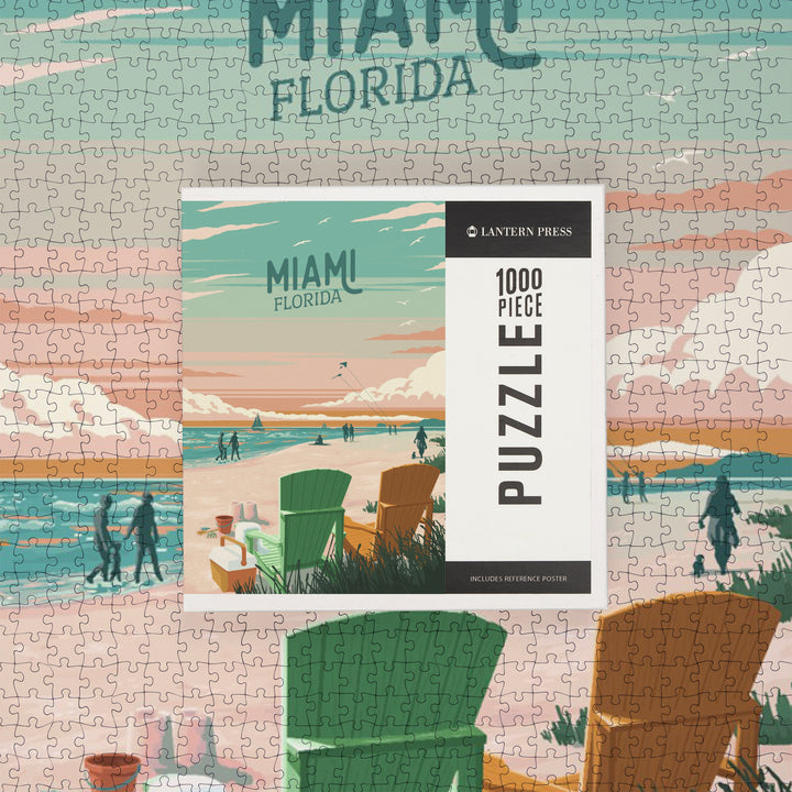 Miami, Florida, Bottle This Moment, Beach Chairs, Jigsaw Puzzle
