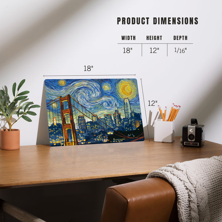 San Francisco, California, Starry Night City Series, 12x18 Metal Sign